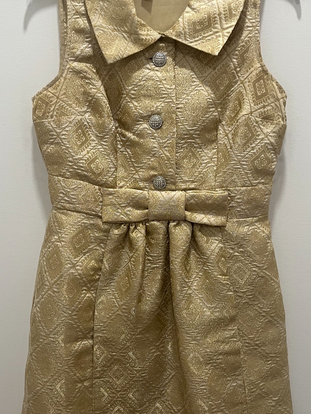 Plenty Frock! by Tracy Reese Metallic Gold Brocade Dress with Jewel Accent 2006